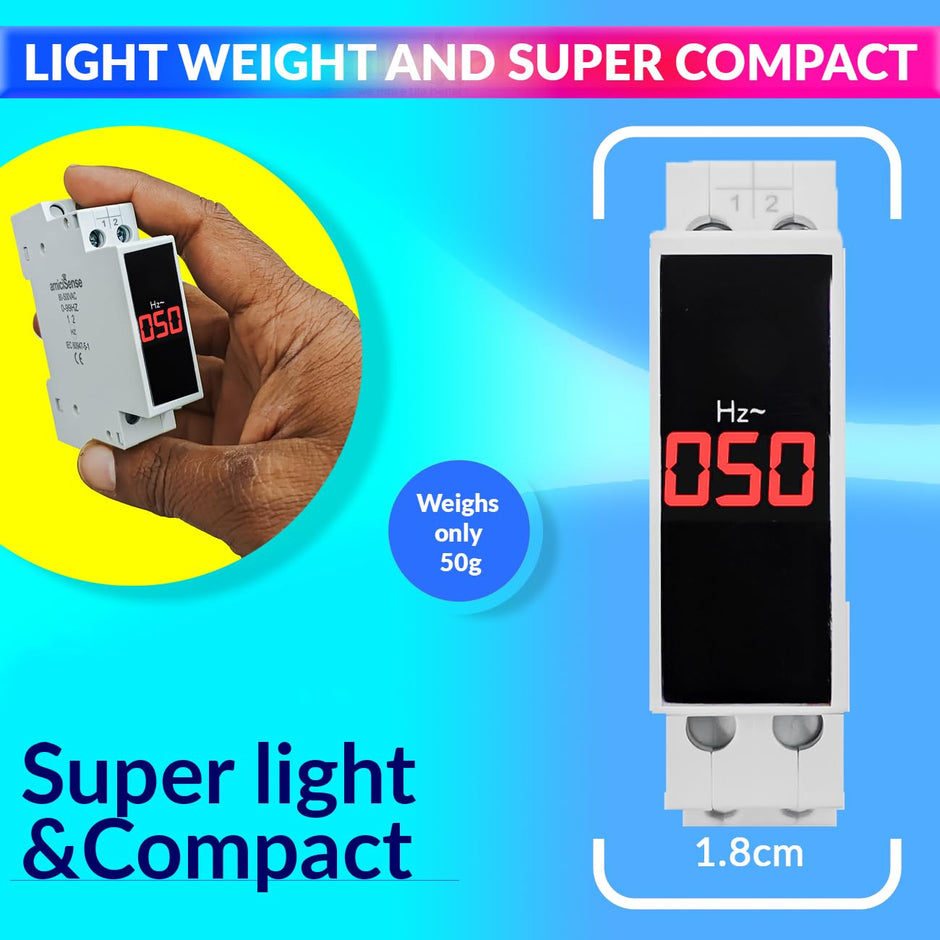 Mini AC Frequency Tester 80–500V | 99Hz LED Display | 35mm DIN Rail Mount