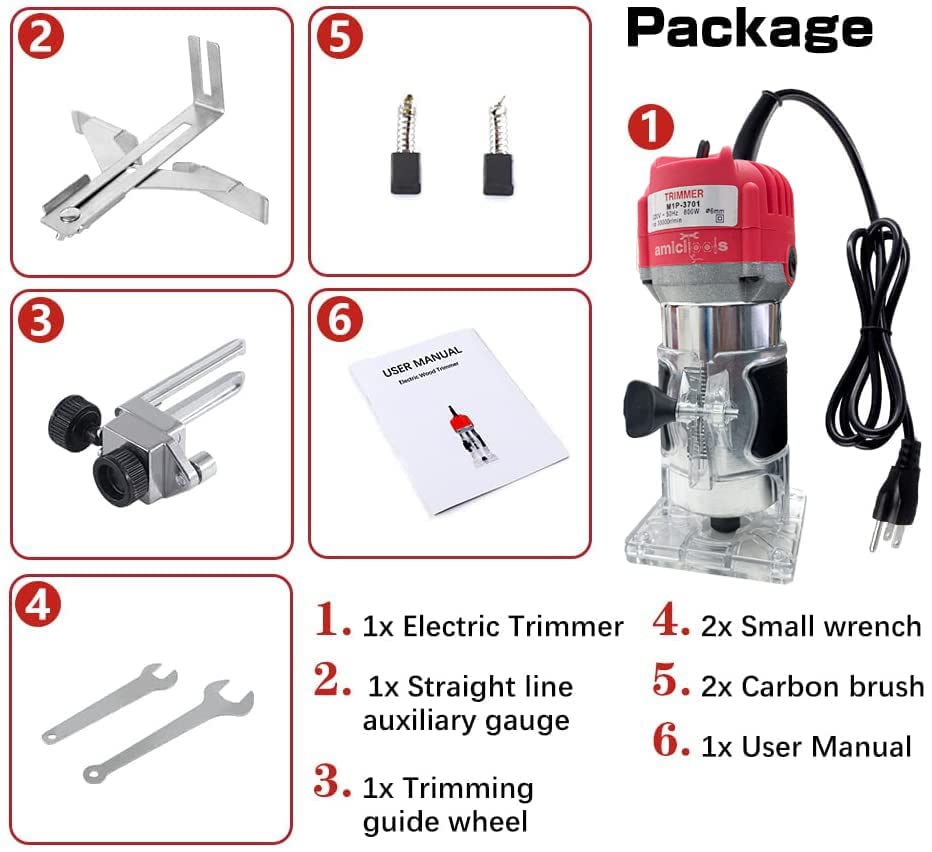 800W Electric Wood Trimmer 220V 30000RPM 6mm Collect Chuck Woodworking Tool for Wood Trimming