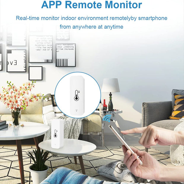 amiciSmart WiFi Temperature Humidity Sensor, Smart Thermometer and Hygrometer, Data Export Feature, Compatible SmartLife App