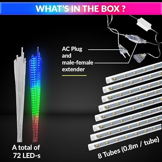 Meteor Shower Drop LED Lights – Set of 8 Weatherproof Outdoor Decorative Lights for Garden or Event Décor amiciKart c0tmiz-hs.myshopify.com