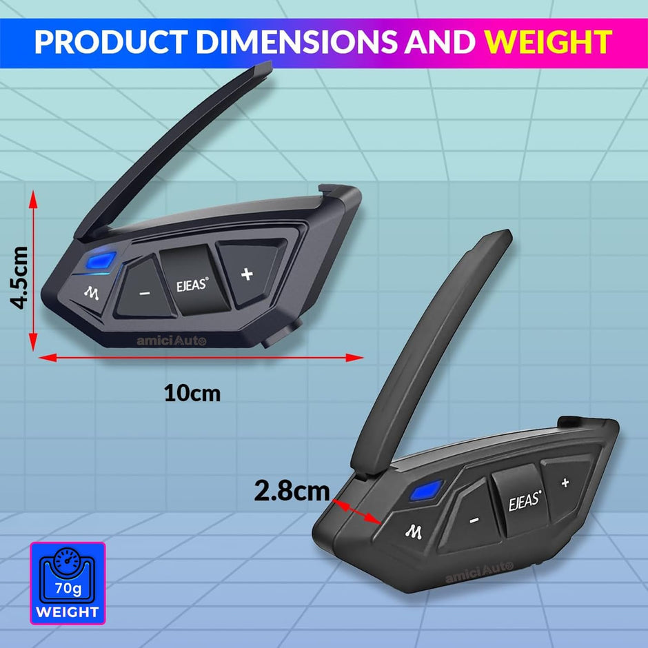 Ejeas MS20 Mesh Helmet Intercom for Bikers CVC Noise Reduction with 16 Hours Battery Life amiciKart c0tmiz-hs.myshopify.com