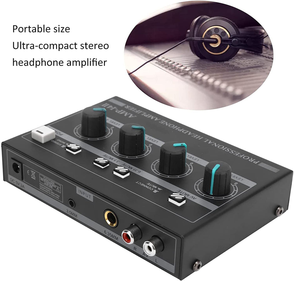 Mini Stereo Headphone Amplifier with Power Adapter