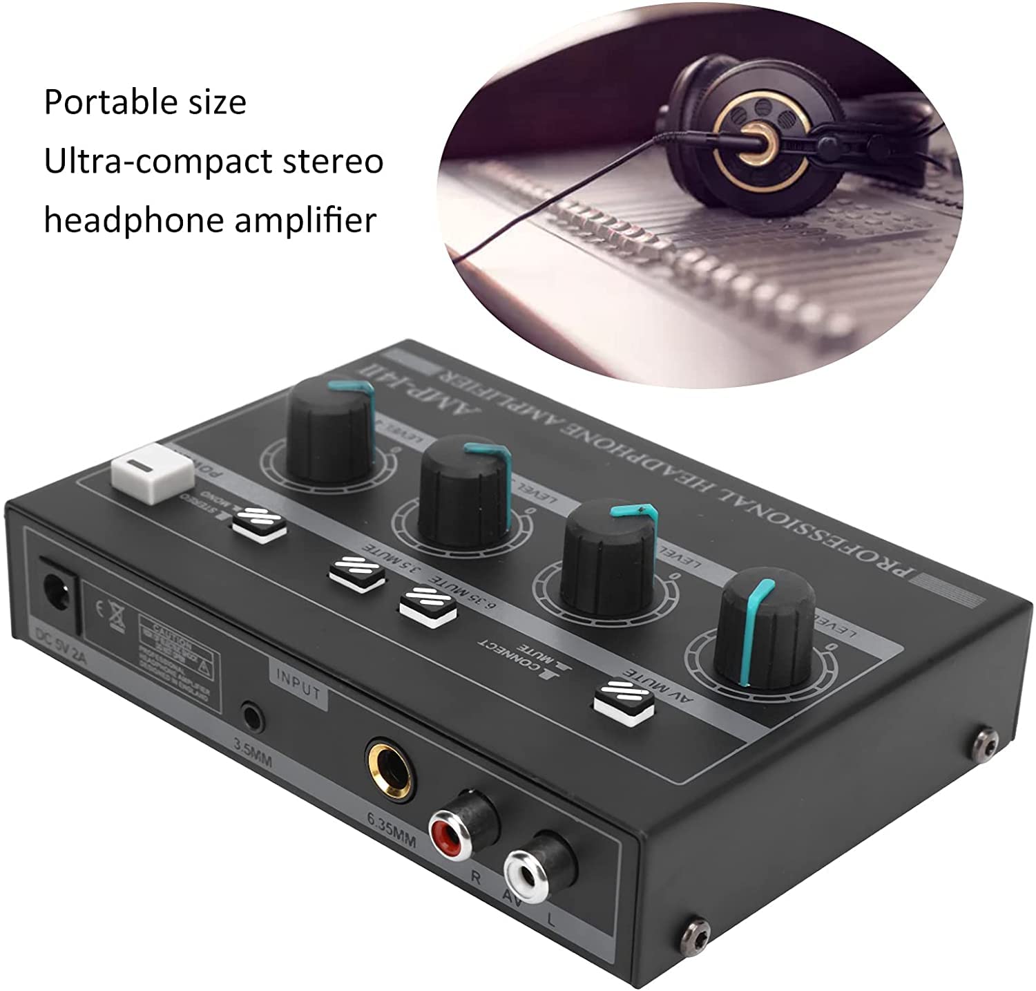 Mini Stereo Headphone Amplifier with Power Adapter
