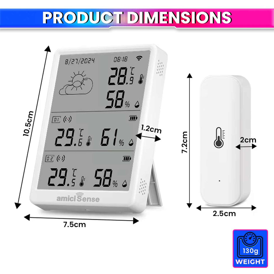 Digital Weather Station – Indoor/Outdoor Temp & Humidity, Date/Time, Dual Sensors, SmartLife App
