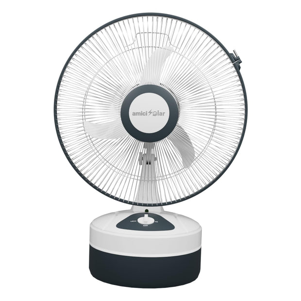 12-Inch Rechargeable Table Fan – Portable 3-Speed AC/DC Fan with 24-Hour Battery Backup