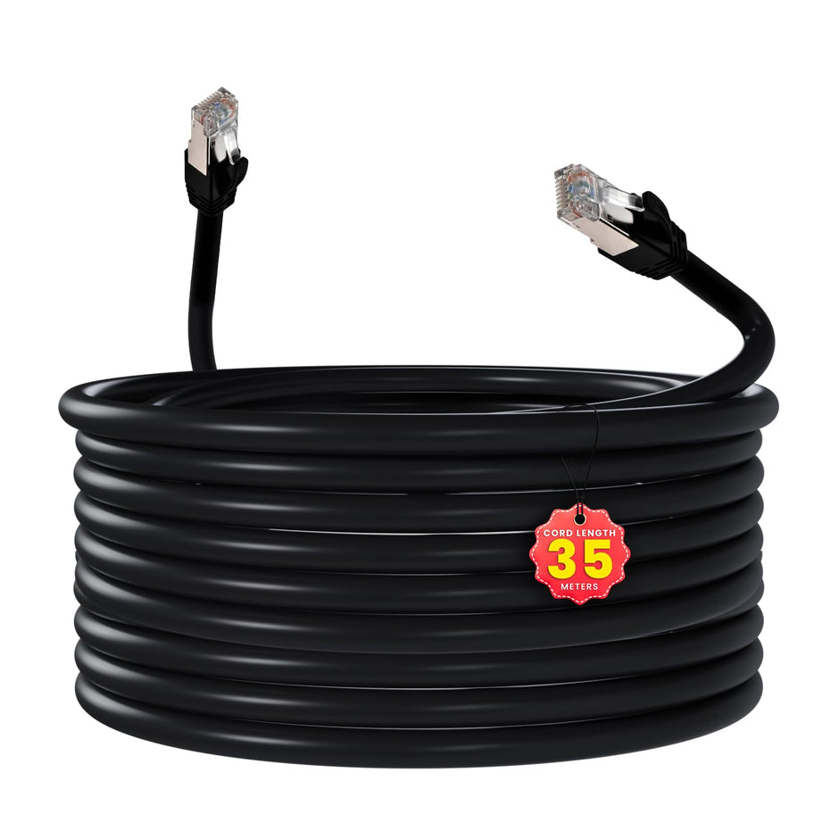 Cat 8 Ethernet Cable with 22AWG Solid Core 35 Meter 40Gbps Ultra High-Speed LAN Cable