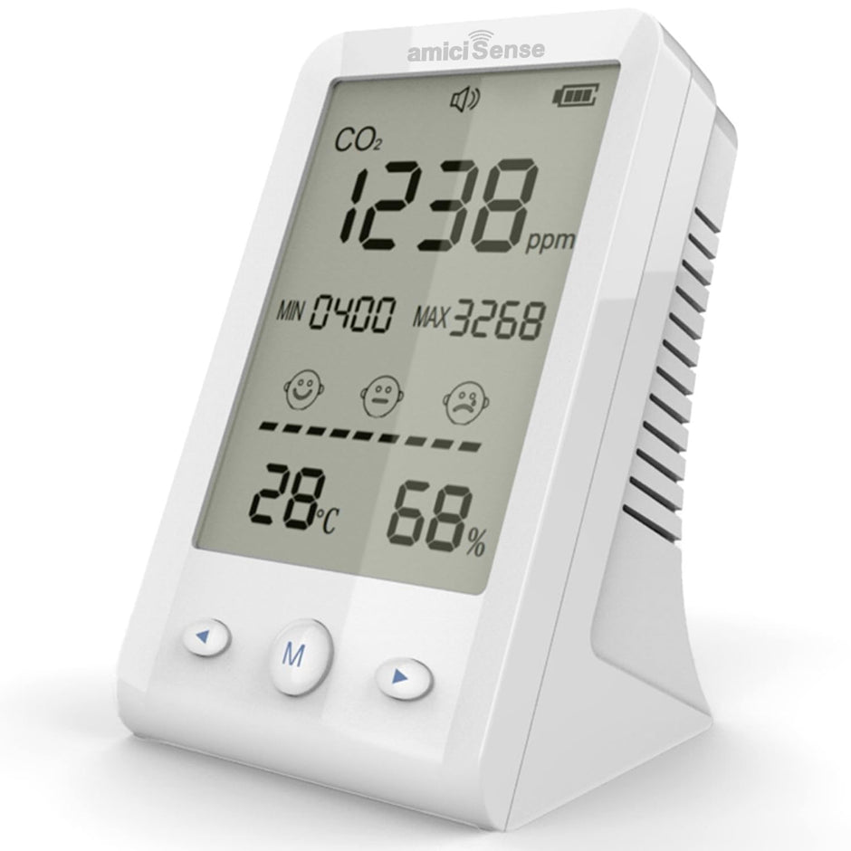 CO₂ Meter – Air Quality Monitor with Temperature & Humidity Display with Wi-Fi App Control amiciKart