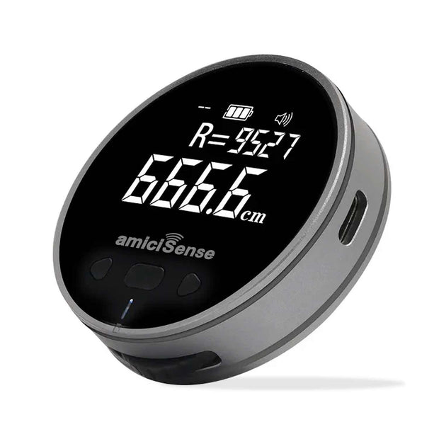 amiciSense Digital Distance Meter with Easy-Glide Wheel | One-Handed, Type-C Rechargeable, 0-999.9 cm/ft/inch Range | Slide-to-Measure