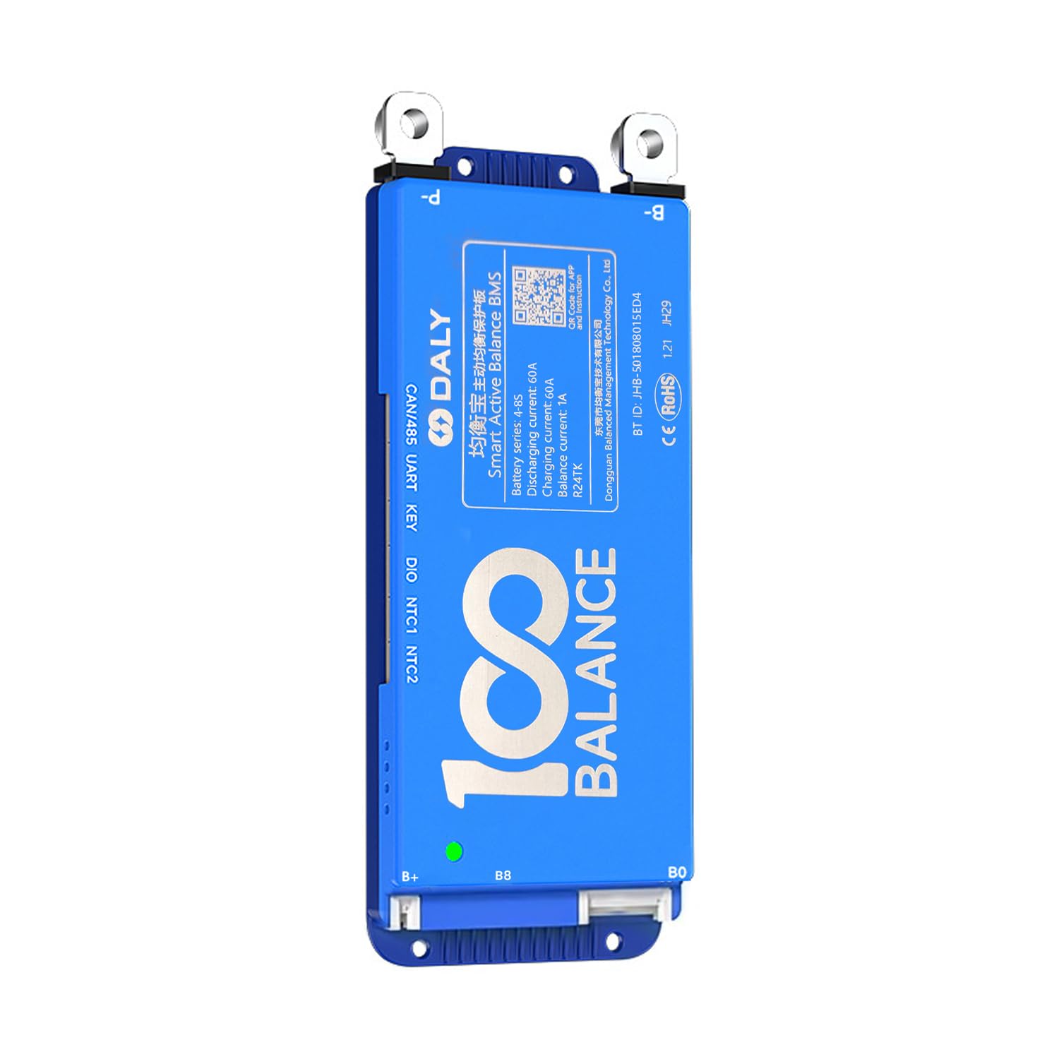 amiciSolar Battery Management System DALY, BMS with 1A Active Balancer & Built-in Bluetooth for Lithium/LFP/LTO Battery Pack,Works with 100BALANCE App