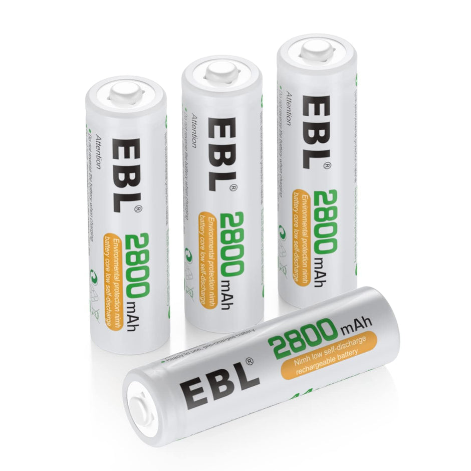 EBL 2800mAh AA Rechargeable Batteries – High Capacity Ni-MH Batteries, Pack of 4