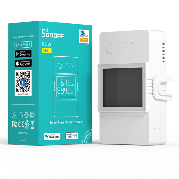 Wi-Fi Smart Switch 20A, SONOFF POW with LCD & Power Monitoring, Alexa Compatible
