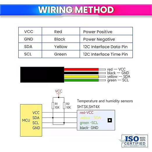 SHT30 Temperature & Humidity Sensor Module – RS485 Modbus RTU, I²C, 100cm Cable