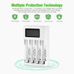 4-Bay AA/AAA Battery Charger with LCD Display – Type-C & Micro USB Input