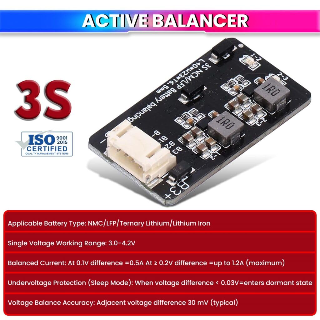 3S Active Balancer Inductive Board for High Precision Smart Cell Voltage Equalizer LiFePO4 Lithium-ion LTO Battery Packs (1.2A) amiciKart