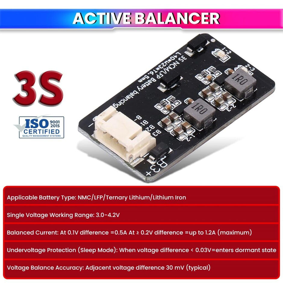 3S Active Balancer Inductive Board for High Precision Smart Cell Voltage Equalizer LiFePO4 Lithium-ion LTO Battery Packs (1.2A) amiciKart