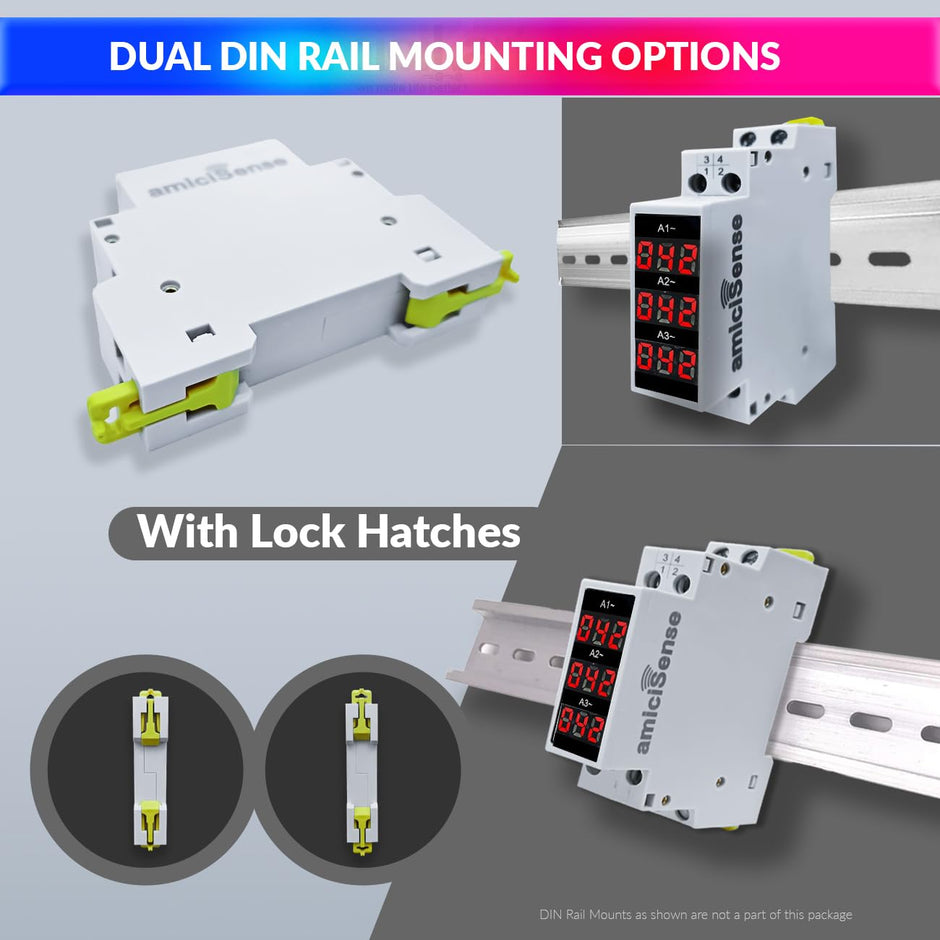 3-in-1 Ammeter | AC 80–500V 100A Current Tester | LED Display | 35mm DIN Rail