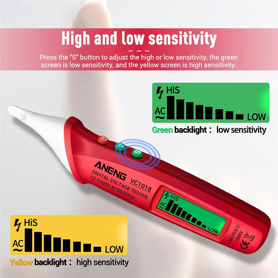 Touchless Tester Pen AC 12-1000V with Adjustable Sensitivity & Breakpoint Detection amiciKart