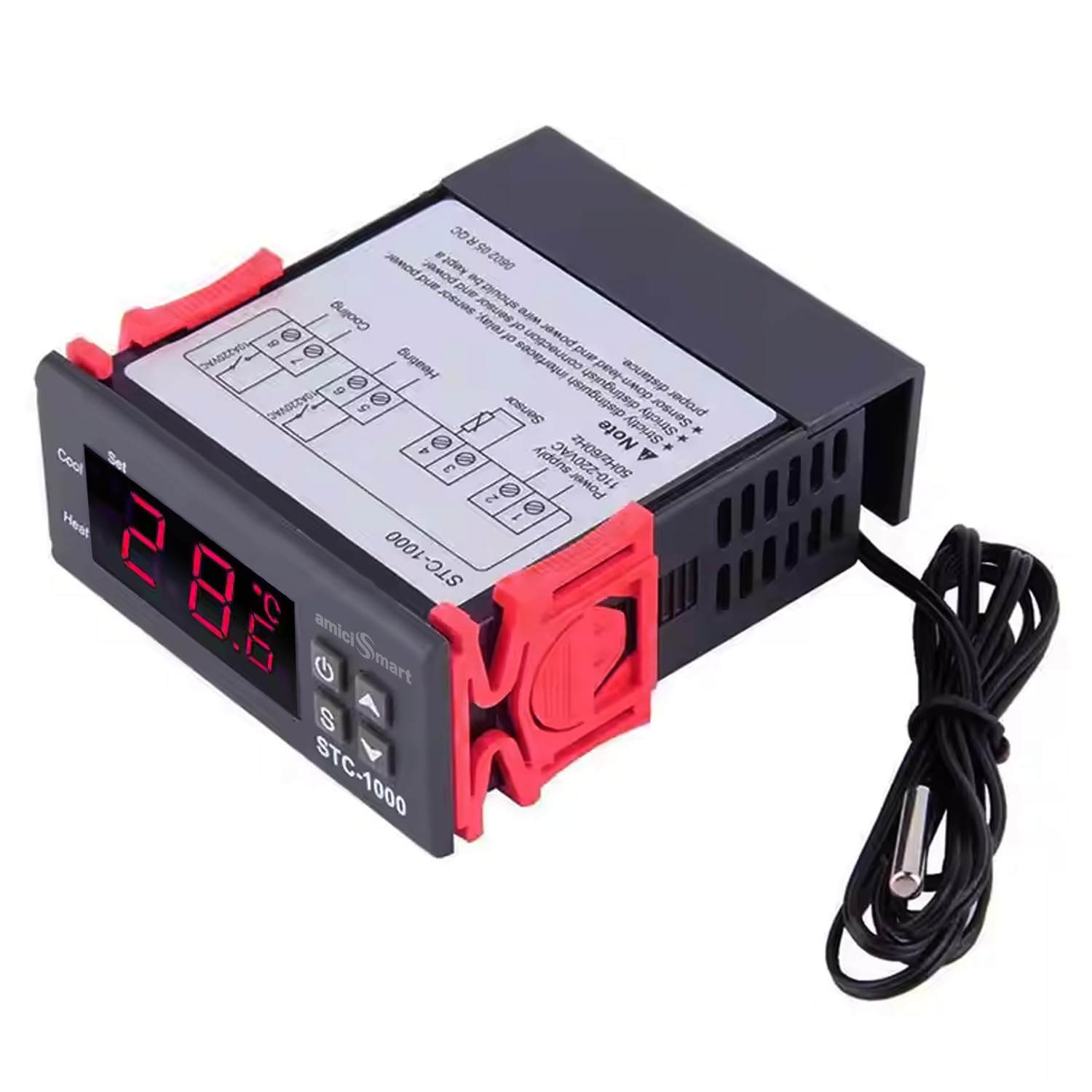Digital Thermostat STC-1000 Incubators, Dual Mode Heating & Cooling Temperature Controller Alarm & Delay Function(10A)