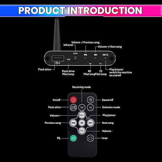 Bluetooth 5.4 Audio Receiver & Transmitter with Mic, Remote, aptX-LL, Dual Connection, 3.5mm AUX