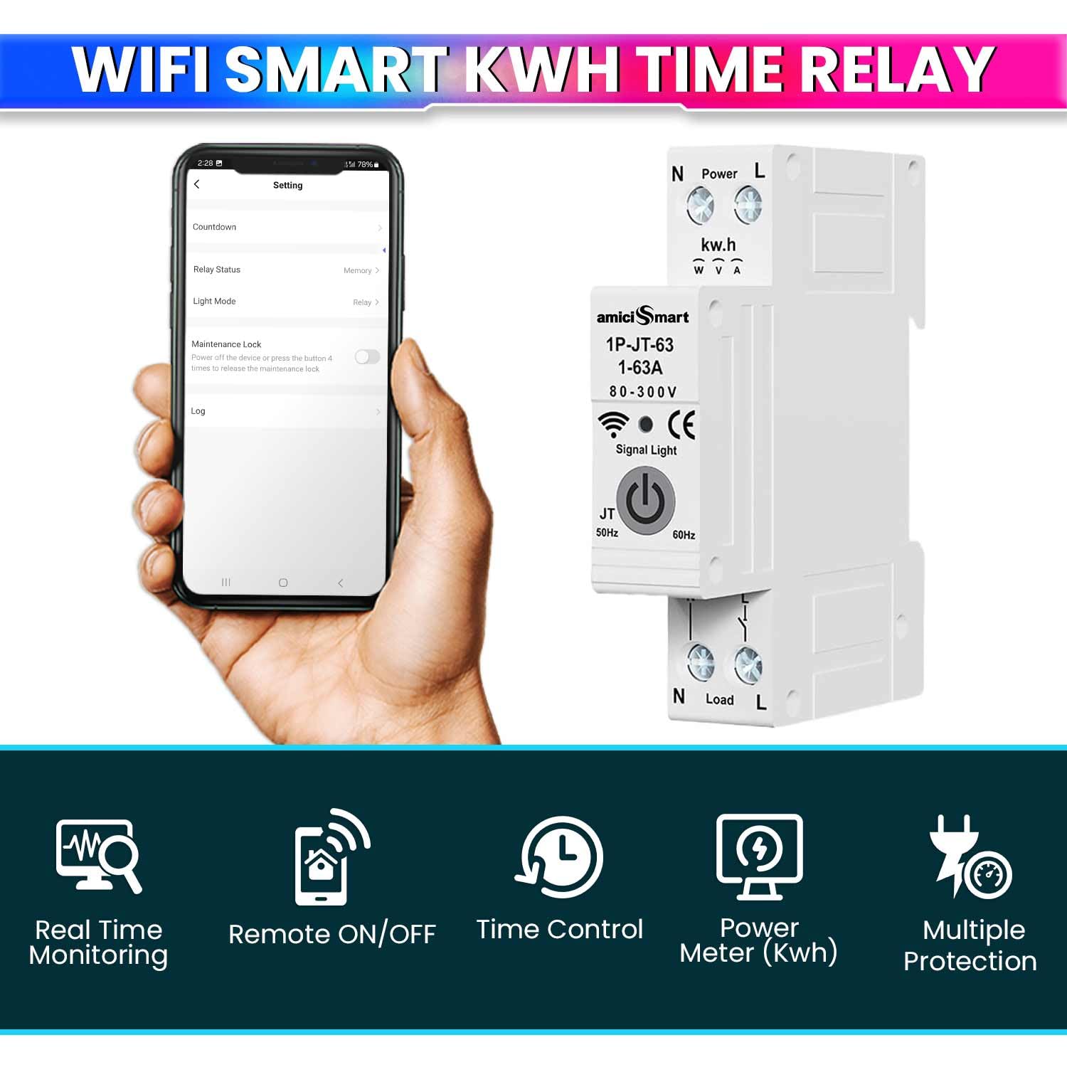 Wi-Fi Smart Timer Switch Energy Monitoring with App Control, Power Scheduling for Electricity Usage amiciKart c0tmiz-hs.myshopify.com