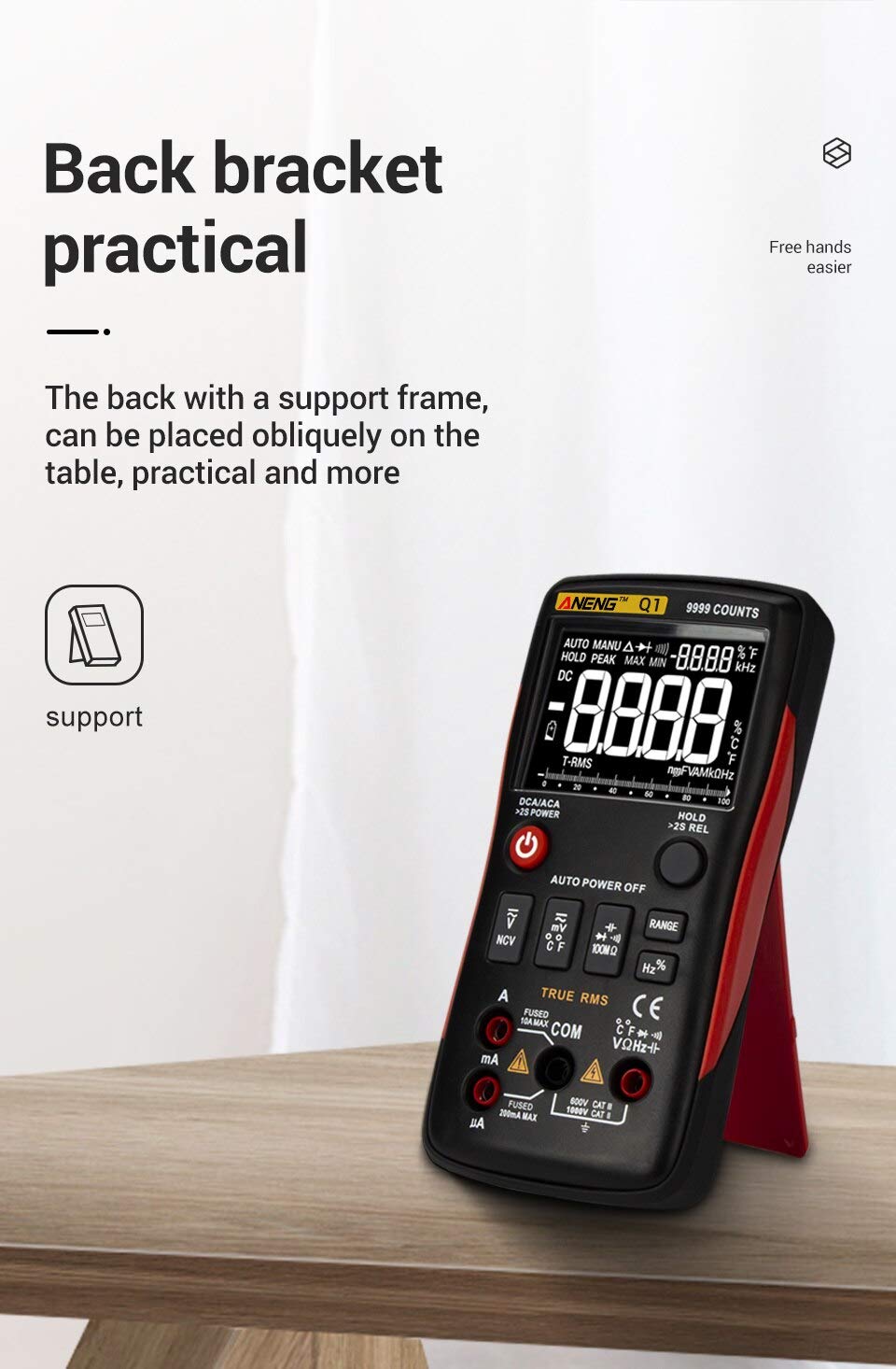 True-RMS Digital Multimeter 9999 Counts with Analog Bar Graph AC/DC, Battery Powered amiciKart