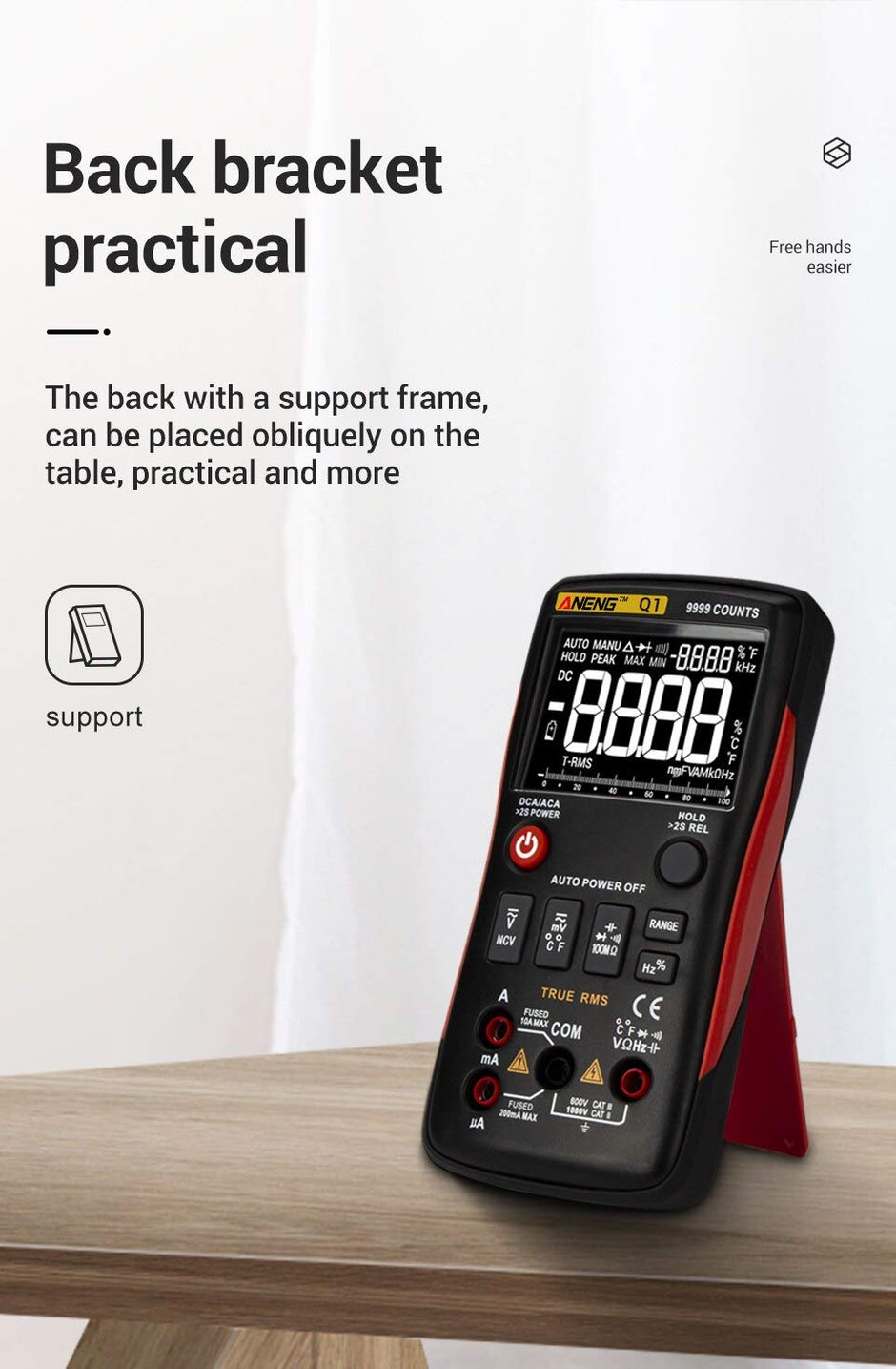 True-RMS Digital Multimeter 9999 Counts with Analog Bar Graph AC/DC, Battery Powered amiciKart