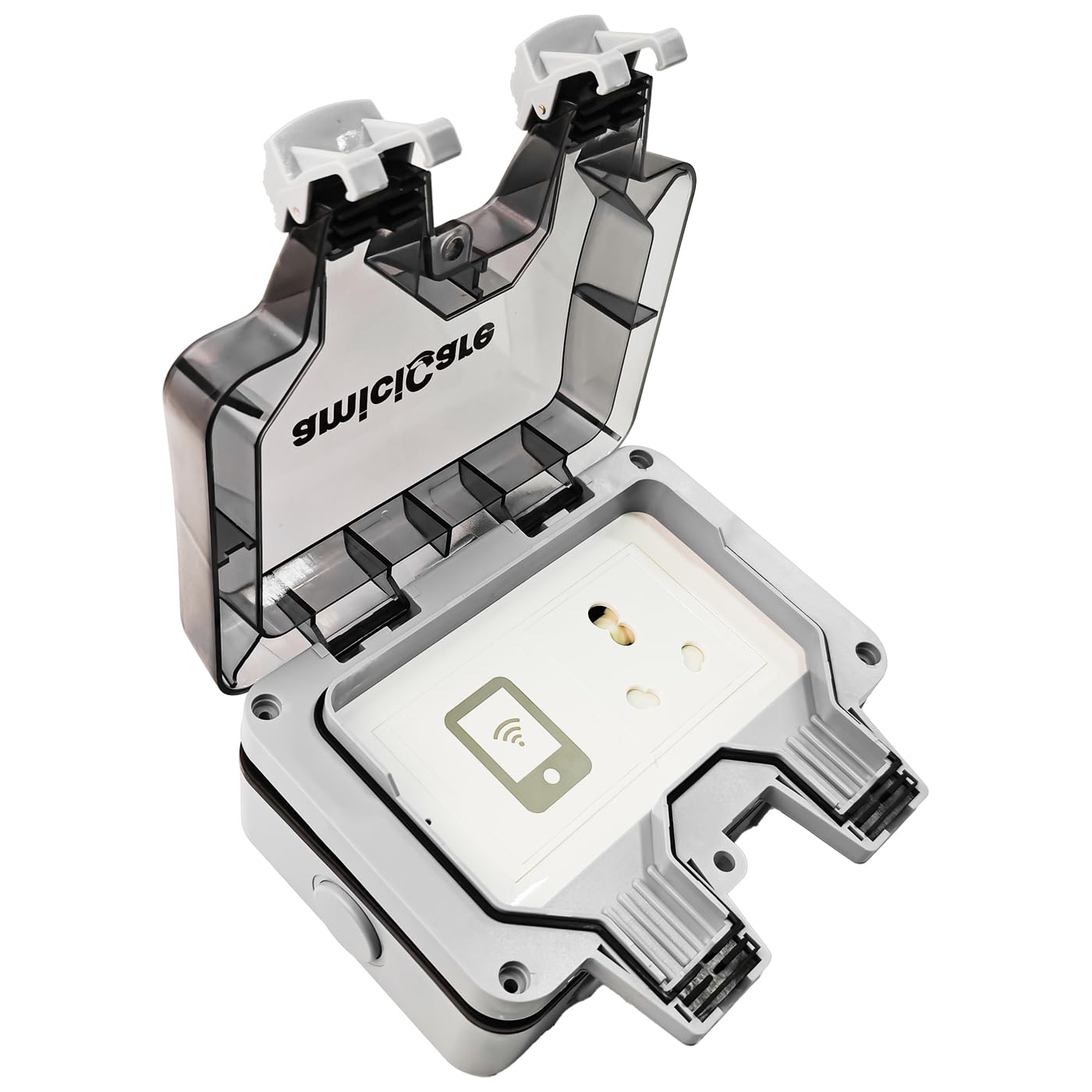 Waterproof Outdoor Power Socket, 6/16Amp Switch Socket with Lockable Cover & Dual Outlets, Wi-Fi socket amiciKart