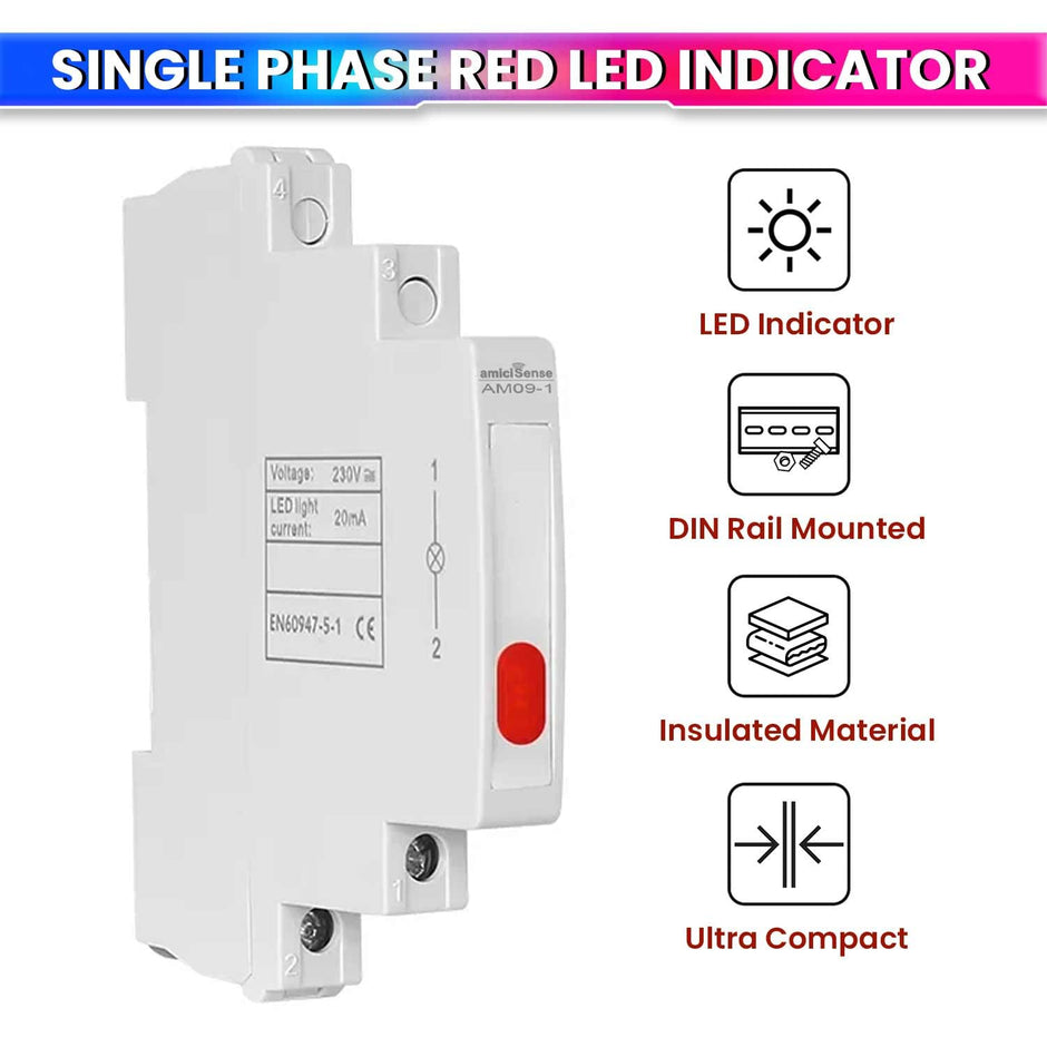 Ultra-Compact Phase Indicator – 230VAC, 1cm Wide with Color LED Indicator for Accurate Monitoring amiciKart