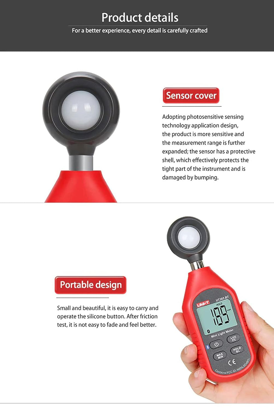 UNI-T UT383BT Luxmeter 0~199900Lux Bluetooth Digital Light Meter with 3AAA Battery amiciKart c0tmiz-hs.myshopify.com