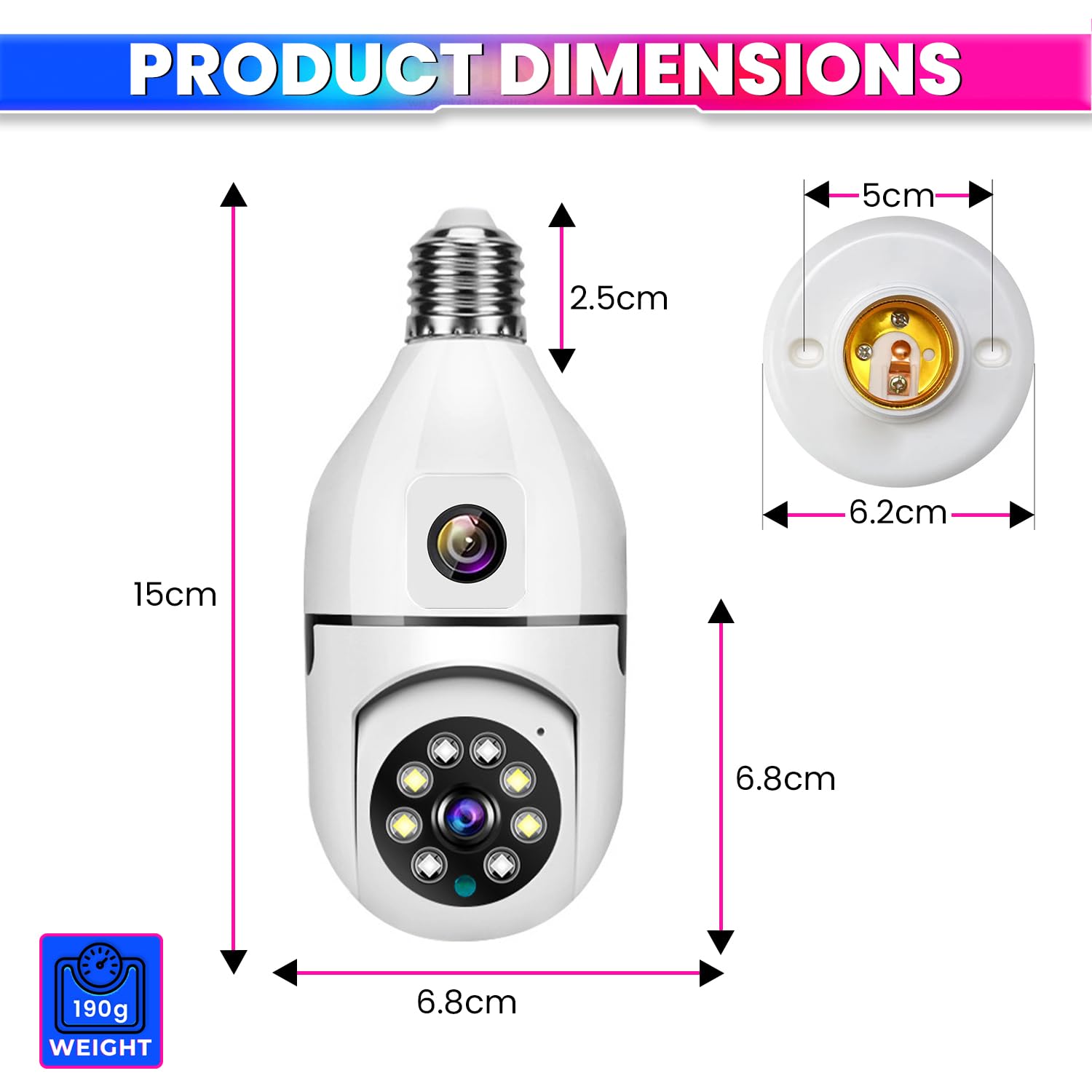 Dual Lens 360° + 90° CCTV Camera with Night Vision, Two-Way Audio, Motion Alerts, WiFi App Control 220VAC