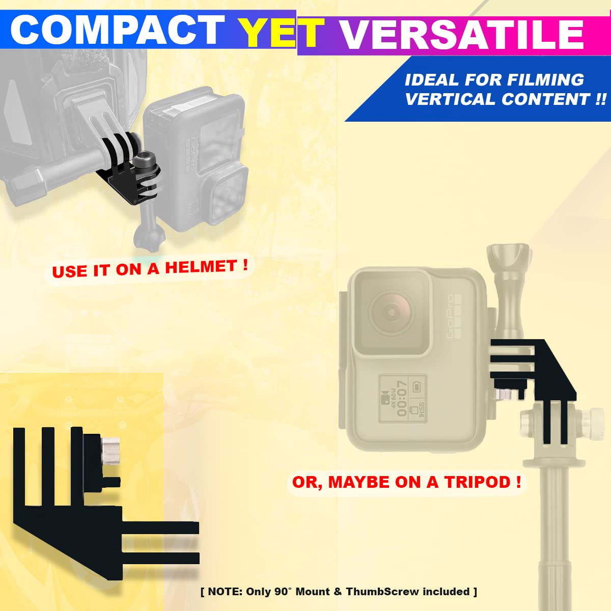 Vertical Mount for Gopro, 90 Angle Mount Compatible with Most Action Camera amiciKart