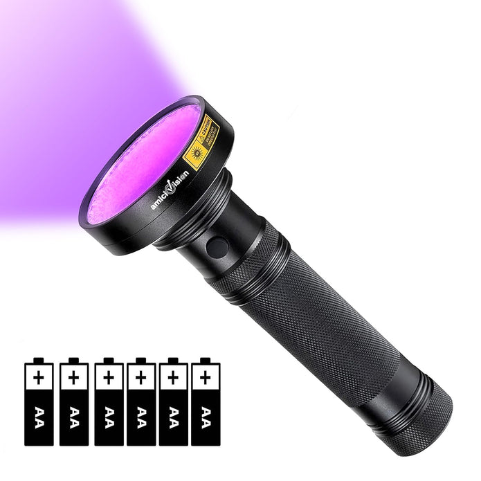 UV Flashlight Torch with 100LEDs Ultra-Violet Metal Torch for Stain Detection, Document Verification & Forensics