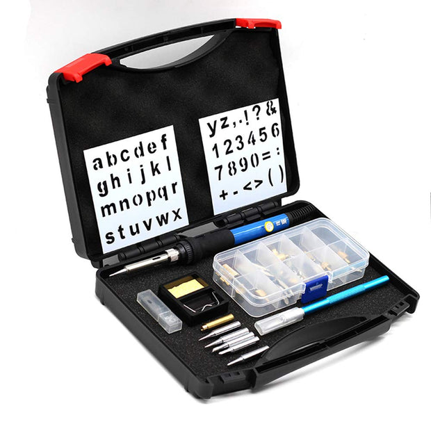 2-in-1 Pyrography & Soldering Kit – Adjustable Temperature, Tips, Blades ,& Tool Bag amiciKart