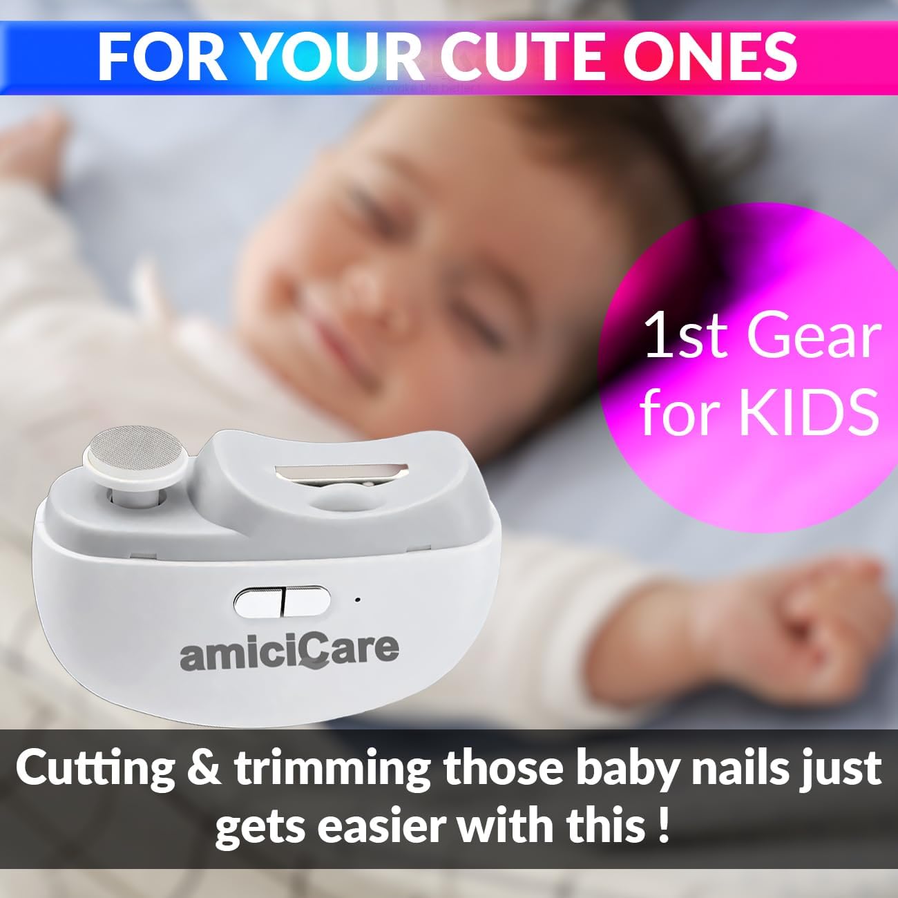 2 in 1 Electric Nail Polisher, Dual Speed Rechargeable Nail Cutter for Baby and Adult