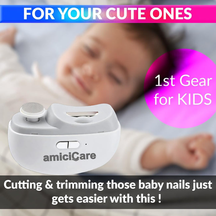2-in-1 Electric Nail Polisher & Rechargeable Nail Cutter for Baby and Adult Dual Speed, Auto Shut & Built-in Nail Collector