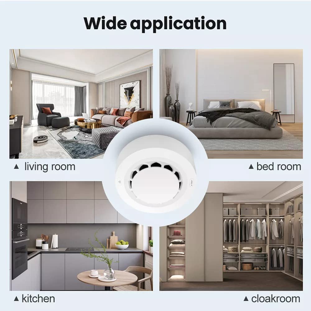 WiFi Smoke Detector, Fire Alarm Sensor for Home Protection with Adjustable Sensitivity & Battery Operated amiciKart c0tmiz-hs.myshopify.com