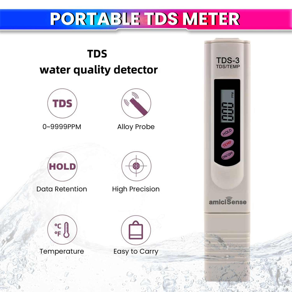 Digital TDS Meter Pen – 9999PPM Water Quality Tester with Temp Display for RO, Aquarium, Hydroponics