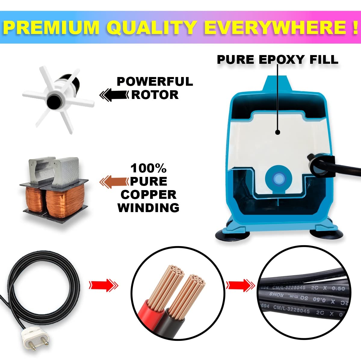 Submersible Water Pump with Pure Copper Winding Motor High Lift upto 3.5m with Thermal Protection & Silent Operation amiciKart c0tmiz-hs.myshopify.com