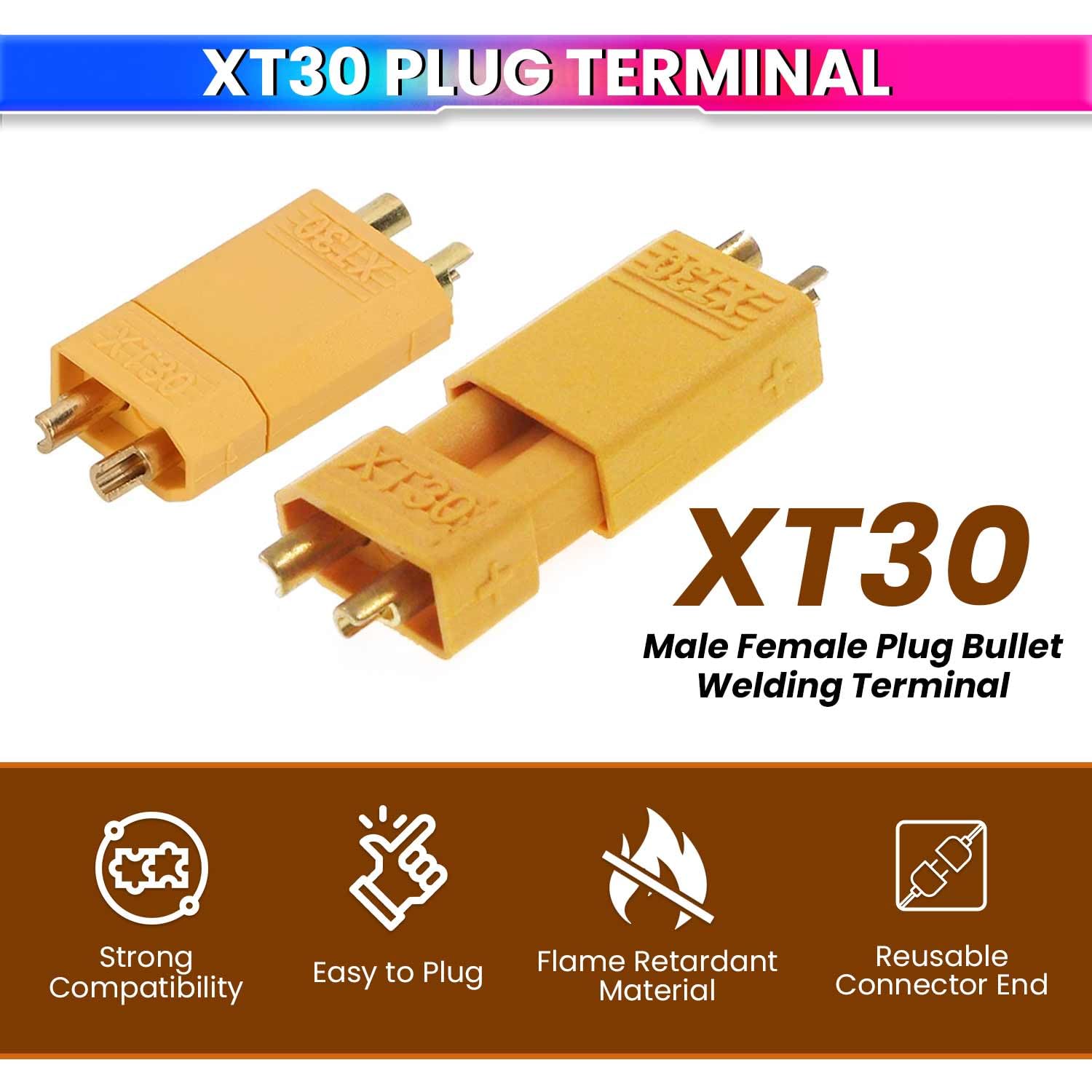 Male & Female Plug Bullet Welding Terminal | Durable Connectors for RC Models, DIY Electronics, etc