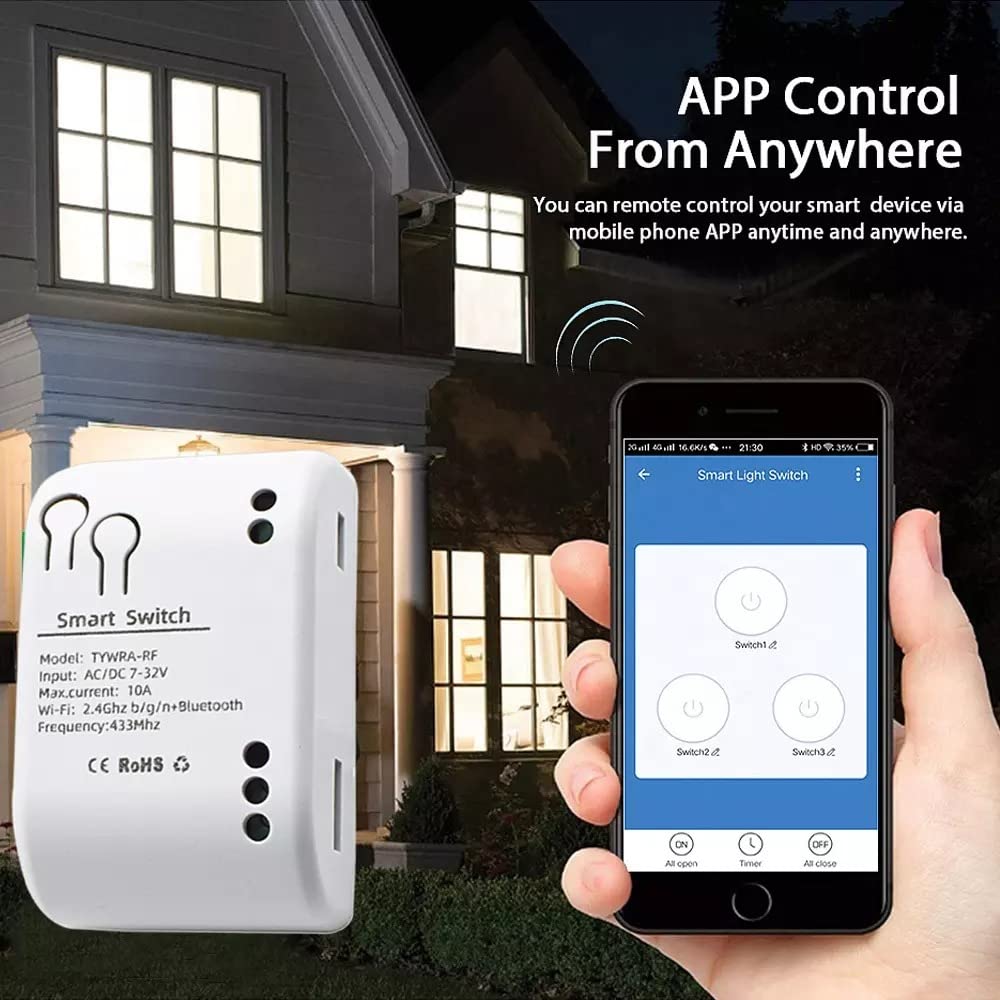 WiFi Smart Switch Relay, Timer Switch Remote Control DC 7~32V, 10A 220V AC/DC, Alexa, Google & SmartLife App amiciKart c0tmiz-hs.myshopify.com