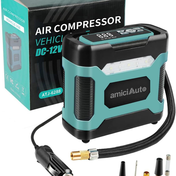 Automatic Car Tyre Inflator, 120W Air Pump for Car Tyres with 4 Nozzle Attachment amiciKart c0tmiz-hs.myshopify.com