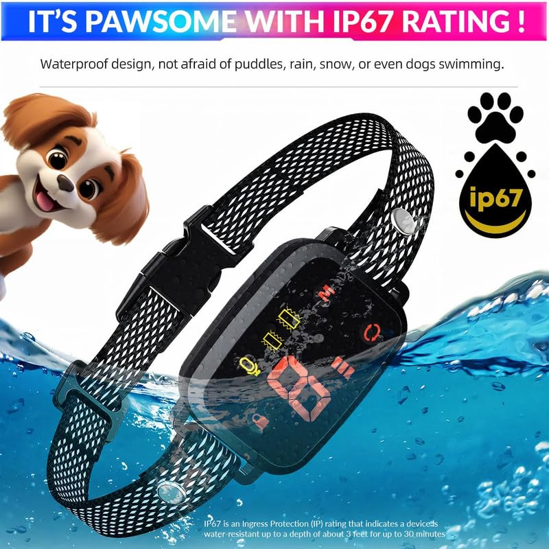 amiciCare Automatic Anti-Barking Dog Collar, Rechargeable Dog Training Collar with 3 Modes and 8 Sensitivity Level