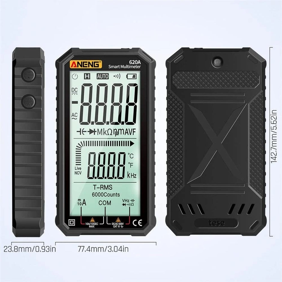 amiciSense AC/DC Digital Multimeter 6000 TRMS Voltmeter Ammeter Resistance Capacitance Frequency Tester with Non-Contact NCV Test and 2xAAA Battery