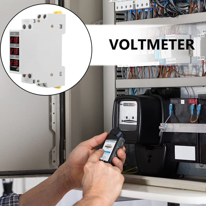 3-Phase Voltage Meter, AC 80-500V Mini Voltage Tester with Accurate LED Display Reading & Din Rail Mount