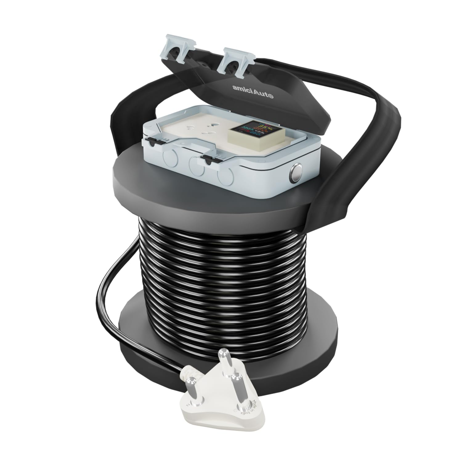 EV Charging Extension Board 6-in-1 Energy Monitoring Meter with Heavy-Duty Cable, IP66 Waterproof & 16A Plug