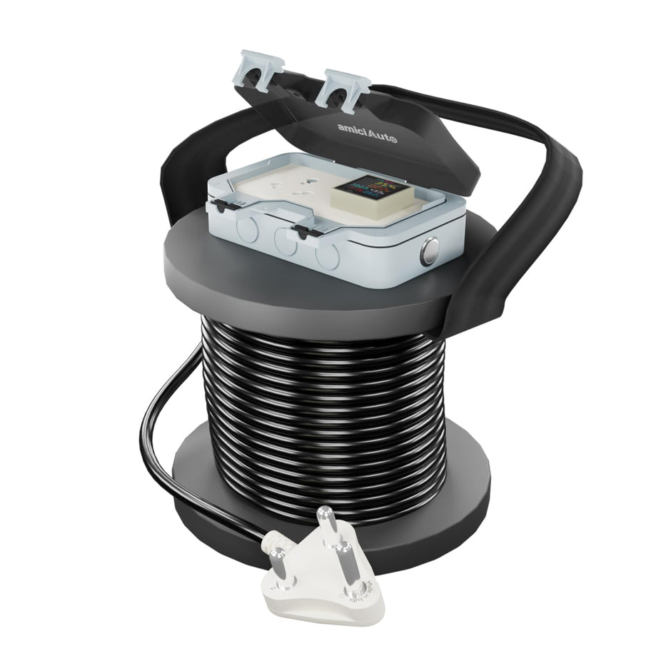 EV Charging Extension Board 6-in-1 Energy Monitoring Meter with Heavy-Duty Cable, IP66 Waterproof & 16A Plug