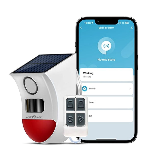 WiFi Motion Sensor Alarm with Solar Charging – Smart PIR Siren, Remote & App Control