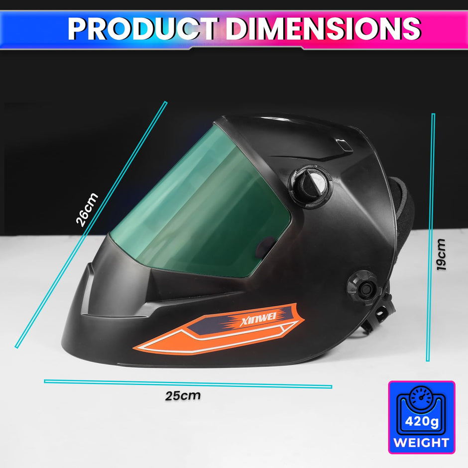 Solar Auto-Darkening Welding Helmet with Adjustable Brightness & Sensitivity Control