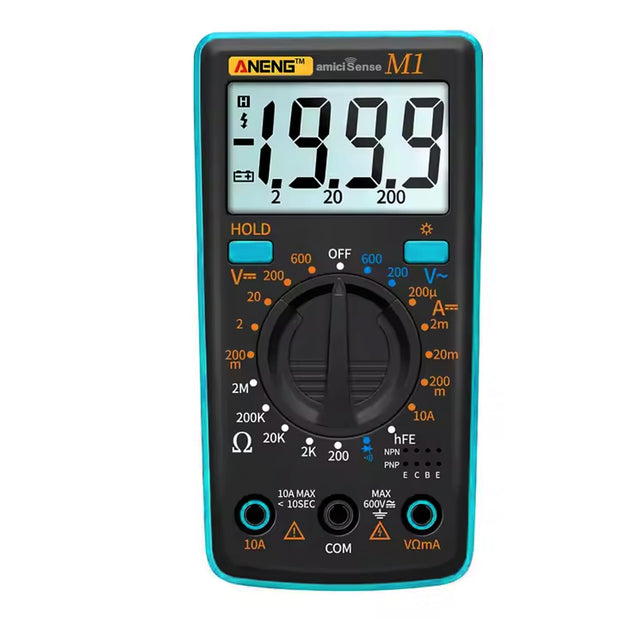 6292997 M1 Digital Multimeter – 600V AC/DC, Current, Resistance, Diode, hFE Test, Data Hold, Backlit amiciKart 6292997 c0tmiz-hs.myshopify.com