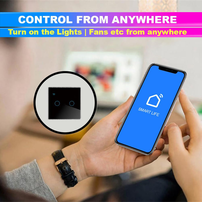 WiFi Touch Switch – 4 Gang, 230V/10A, Alexa/Google Compatible, Interlocking, SmartLife App